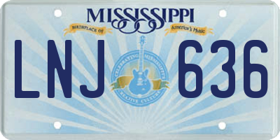 MS license plate LNJ636