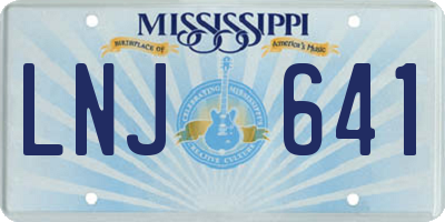 MS license plate LNJ641