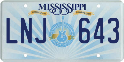 MS license plate LNJ643