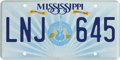 MS license plate LNJ645