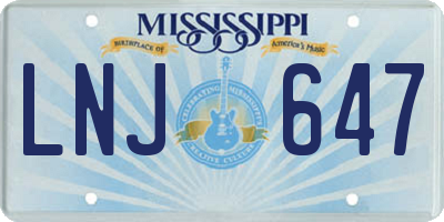 MS license plate LNJ647