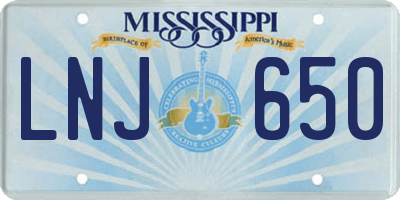 MS license plate LNJ650