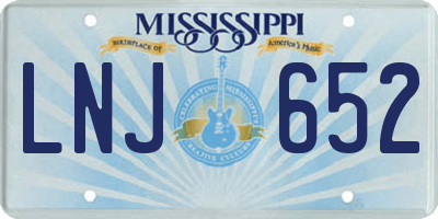 MS license plate LNJ652