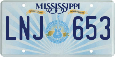 MS license plate LNJ653