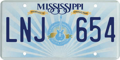 MS license plate LNJ654