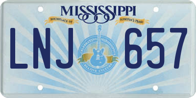 MS license plate LNJ657