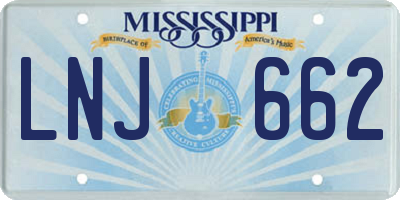 MS license plate LNJ662