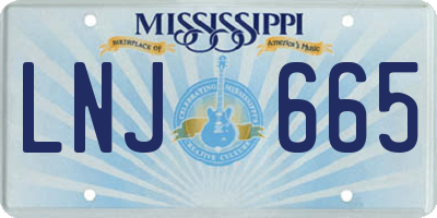 MS license plate LNJ665