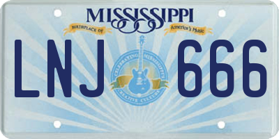 MS license plate LNJ666