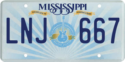 MS license plate LNJ667