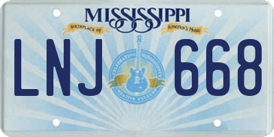 MS license plate LNJ668