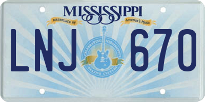 MS license plate LNJ670