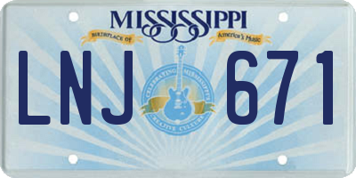 MS license plate LNJ671