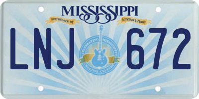 MS license plate LNJ672