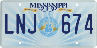 MS license plate LNJ674