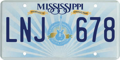 MS license plate LNJ678