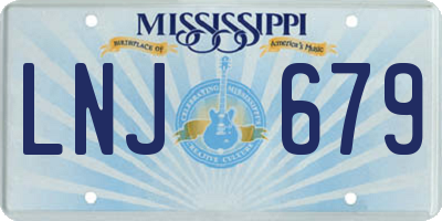 MS license plate LNJ679