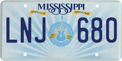 MS license plate LNJ680