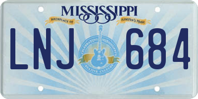 MS license plate LNJ684
