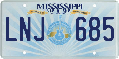 MS license plate LNJ685
