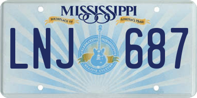 MS license plate LNJ687