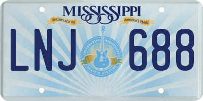 MS license plate LNJ688