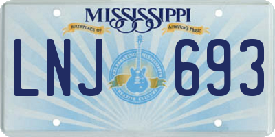 MS license plate LNJ693