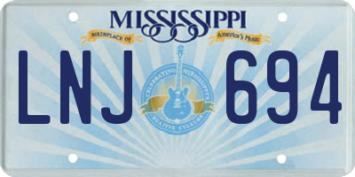 MS license plate LNJ694