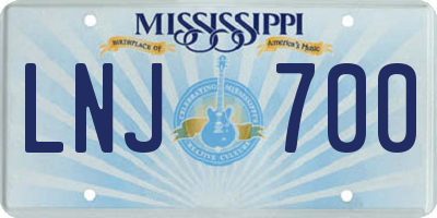 MS license plate LNJ700