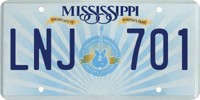 MS license plate LNJ701