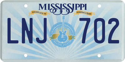 MS license plate LNJ702
