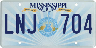 MS license plate LNJ704