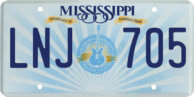 MS license plate LNJ705