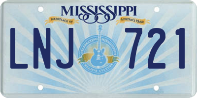 MS license plate LNJ721