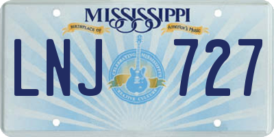 MS license plate LNJ727