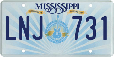 MS license plate LNJ731