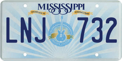 MS license plate LNJ732