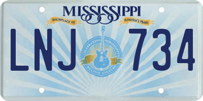 MS license plate LNJ734