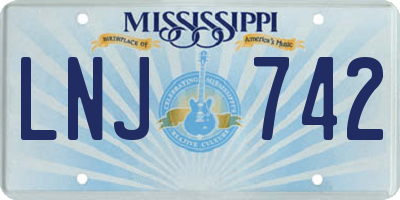 MS license plate LNJ742