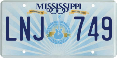 MS license plate LNJ749
