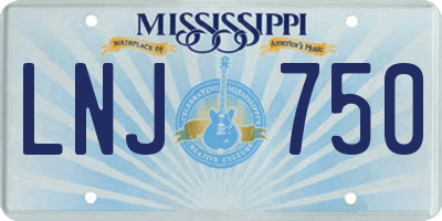 MS license plate LNJ750