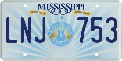 MS license plate LNJ753