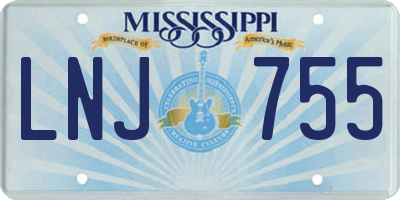 MS license plate LNJ755