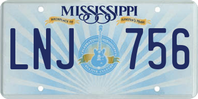 MS license plate LNJ756