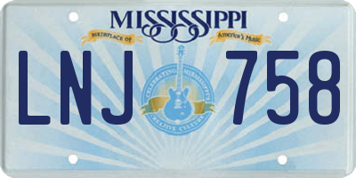 MS license plate LNJ758