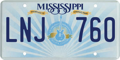 MS license plate LNJ760