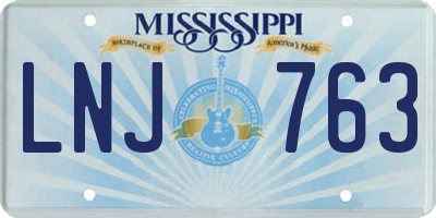 MS license plate LNJ763
