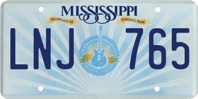 MS license plate LNJ765