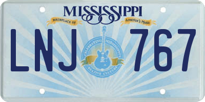 MS license plate LNJ767