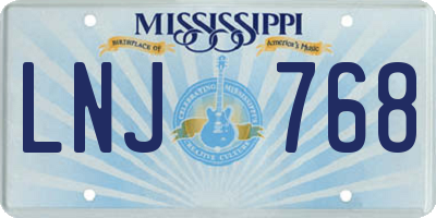 MS license plate LNJ768
